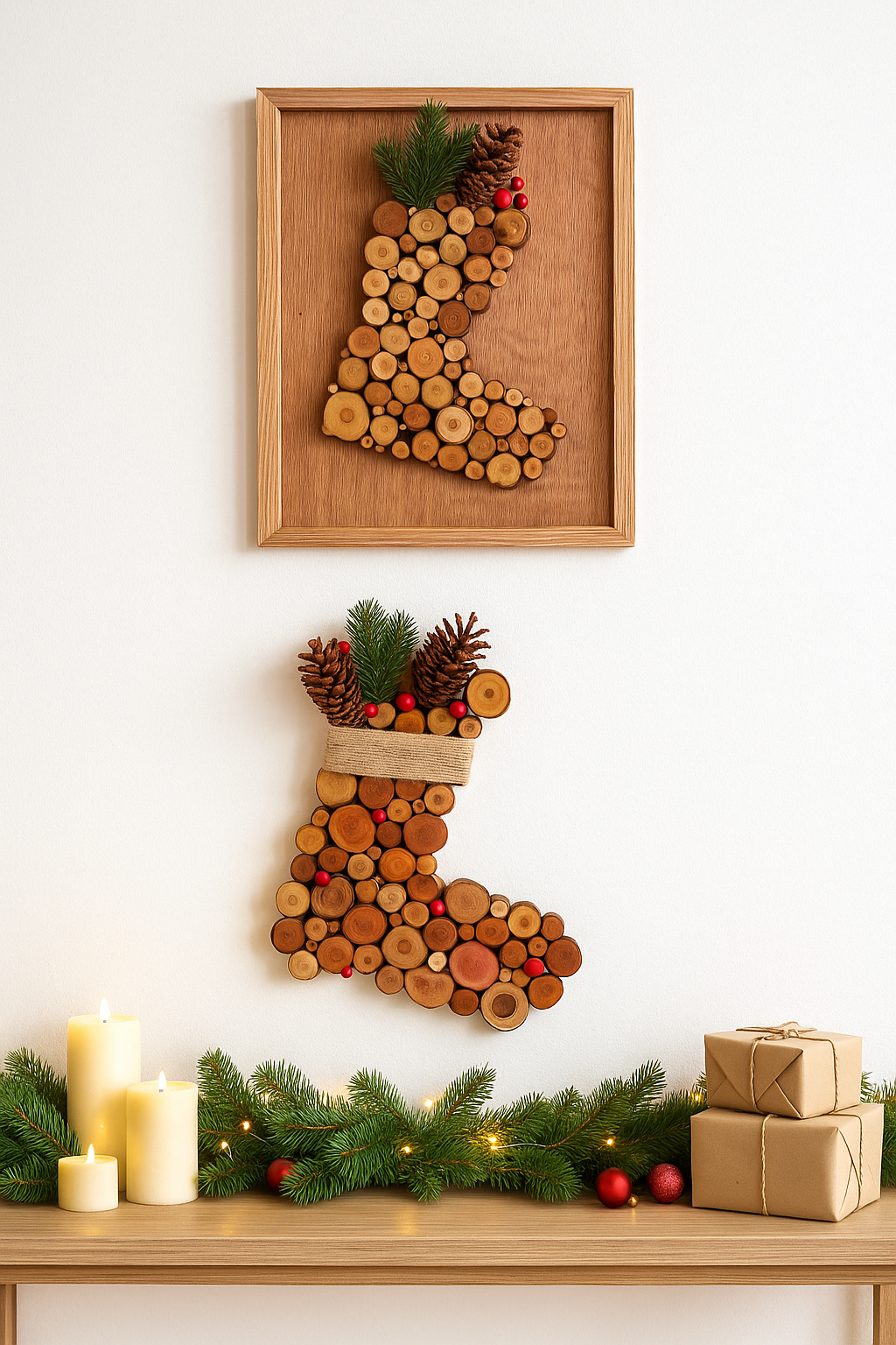 “A Stocking Full of Joy” – Sustainably Made Rustic Wooden Wall Art – The Best Gift for Friends & Families