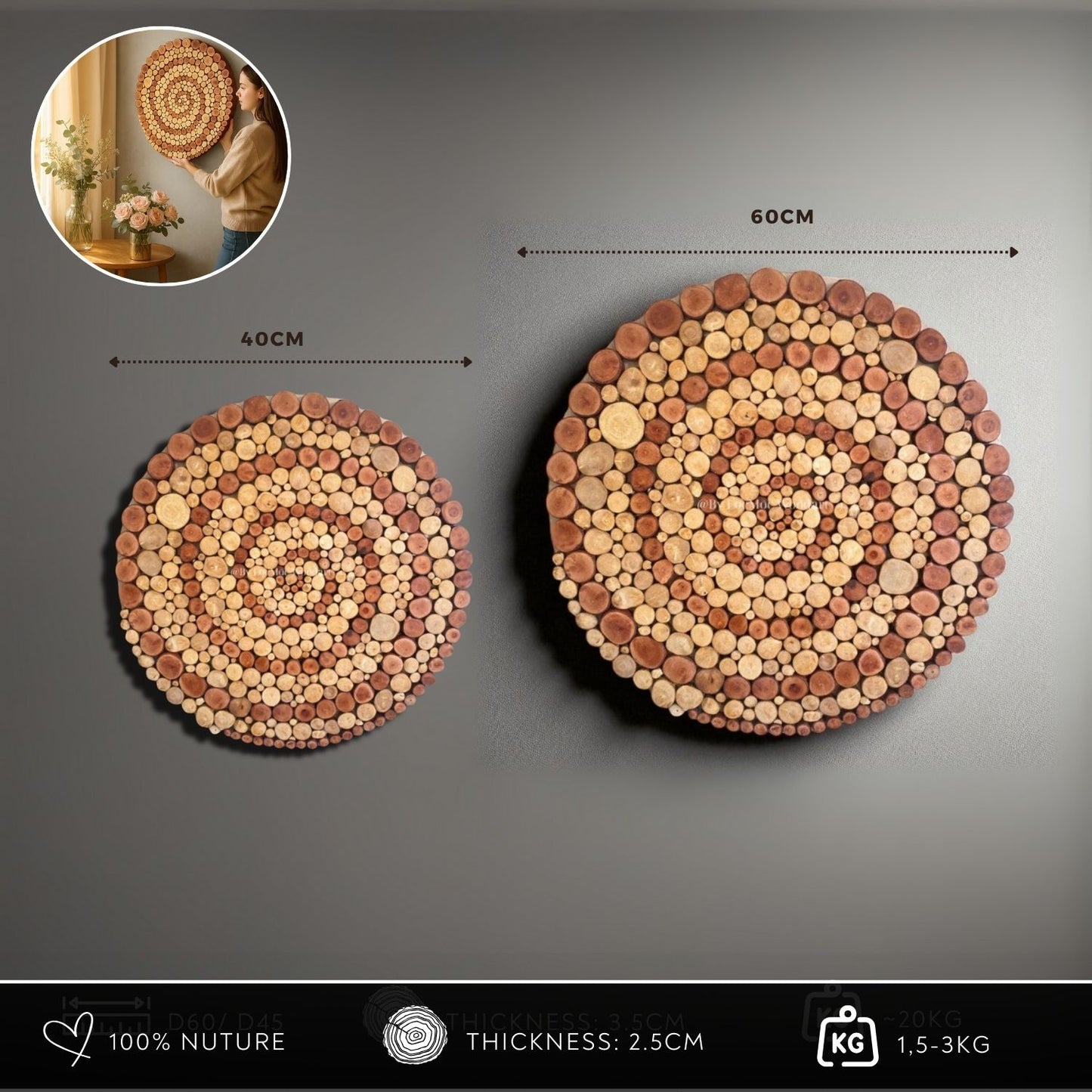 Spiral of Life – Handcrafted from Recycled Wood Wall Art – Gift for Friends & Families