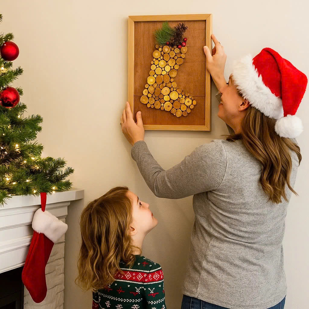 Christmas Stocking - Wooden Wall Art - Christmas Gift For Mom, Dad, Sisters, Brothers
