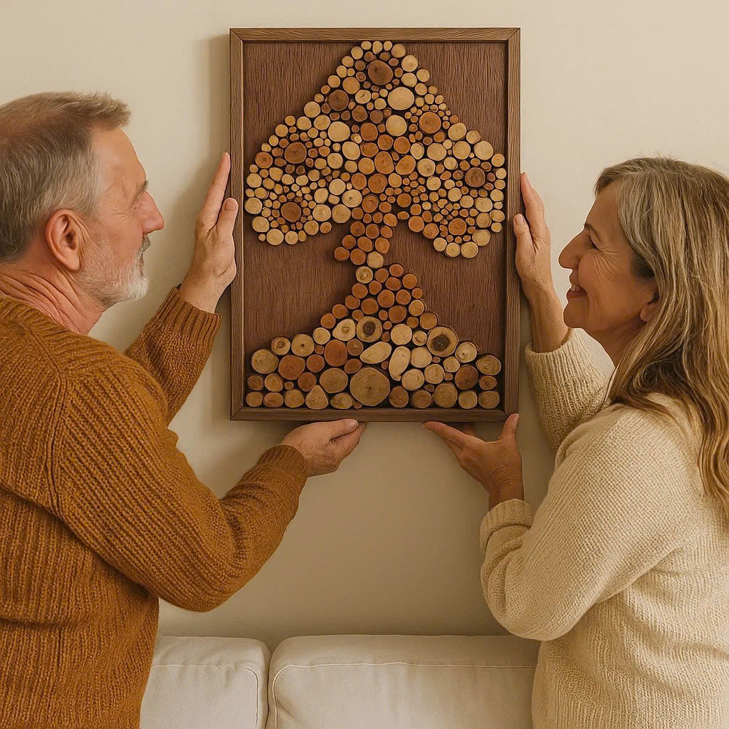 Where Family Grows Strong – Sustainably Made Wood Slice Wall Art – A Unique Gift for Parents