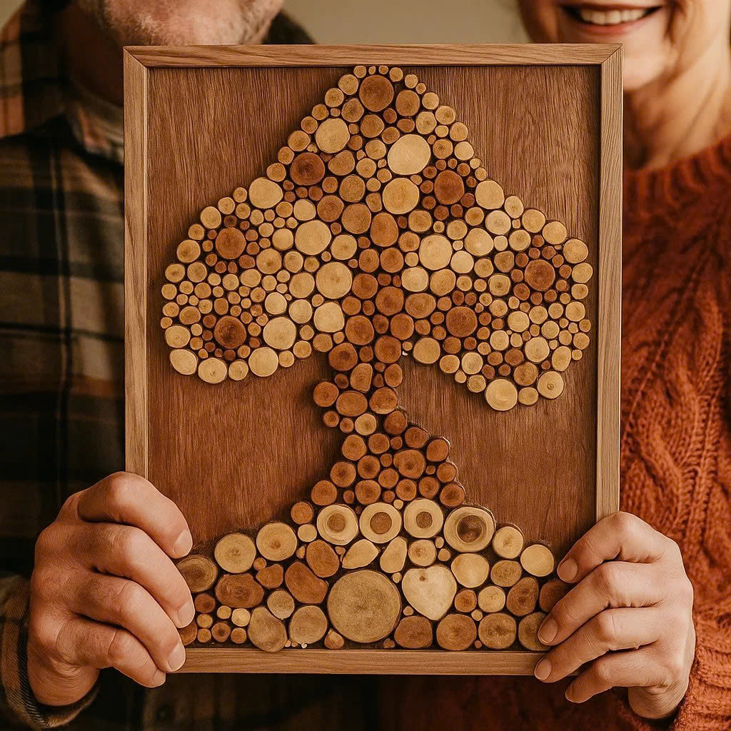 Where Family Grows Strong – Sustainably Made Wood Slice Wall Art – A Unique Gift for Parents
