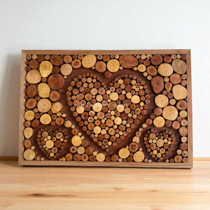Love Grows Here – Handcrafted from Recycled Wood Heart Wall Art – A Special Gift for Families & Couples