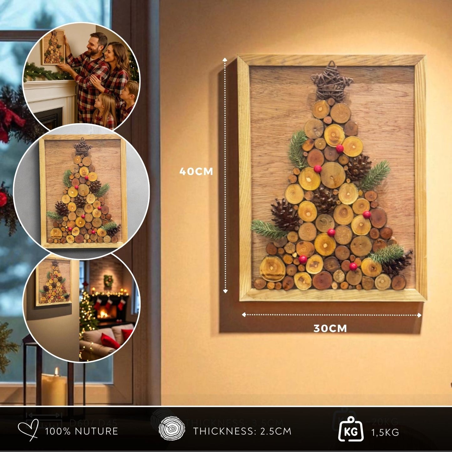Christmas Tree - Wooden Wall Art - Christmas Gift For Mom, Dad, Sisters, Brothers