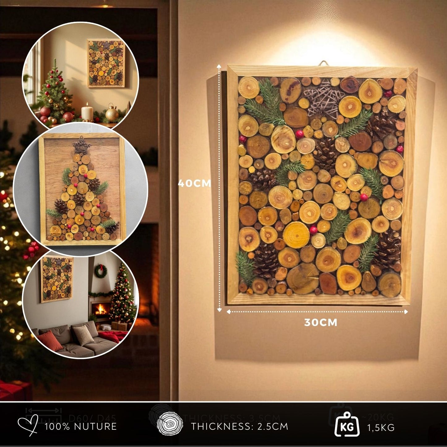 Christmas Vibes - Wooden Wall Art - Christmas Gift For Mom, Dad, Sisters, Brothers