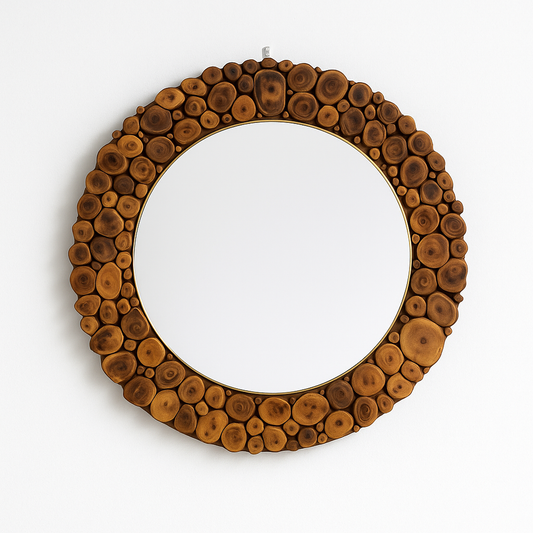 Timeless Depth– Eco-Friendly Burnt Wooden Mirror – The Best Gift for Home Lovers
