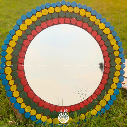 Color Pop Wood Slice Mirror
