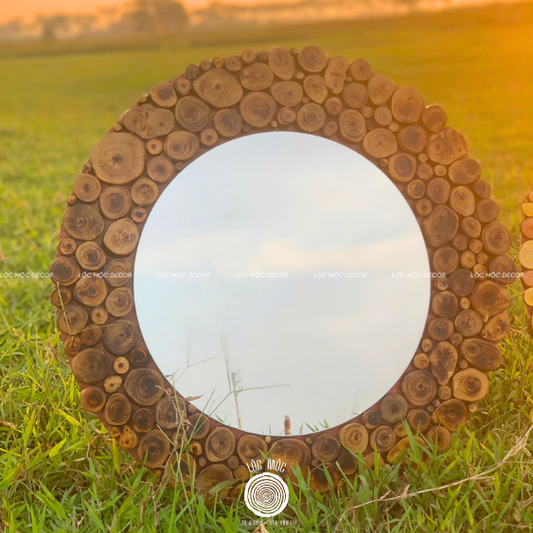 Burnt Wood Slice Mirror