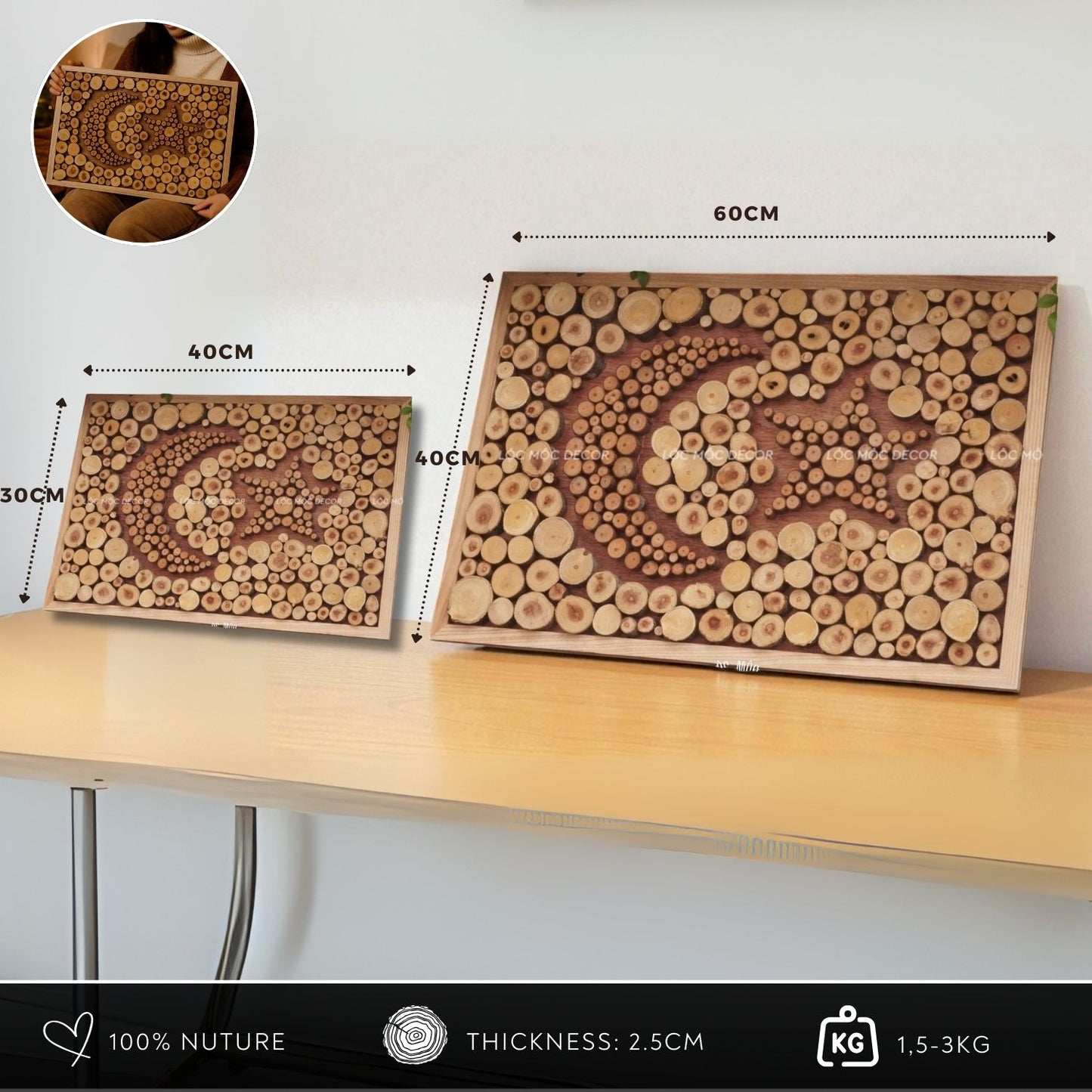 Moon and Stars Wooden Wall Art
