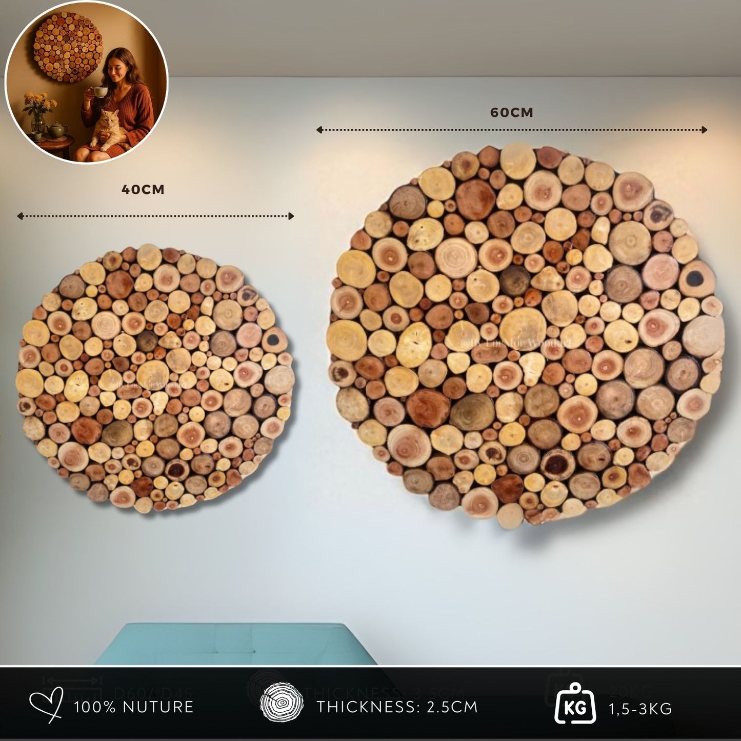 A Circle of Love – Handcrafted from Recycled Wood Wall Art – A Special Gift for Friends & Families