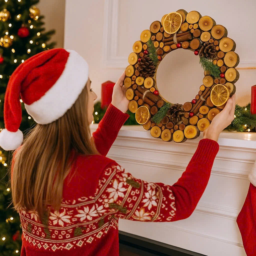 Christmas Wreath - Wooden Wall Art - Christmas Gift For Mom, Dad, Brothers, Sisters, Friends