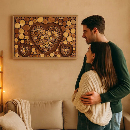 Love Grows Here – Handcrafted from Recycled Wood Heart Wall Art – A Special Gift for Families & Couples