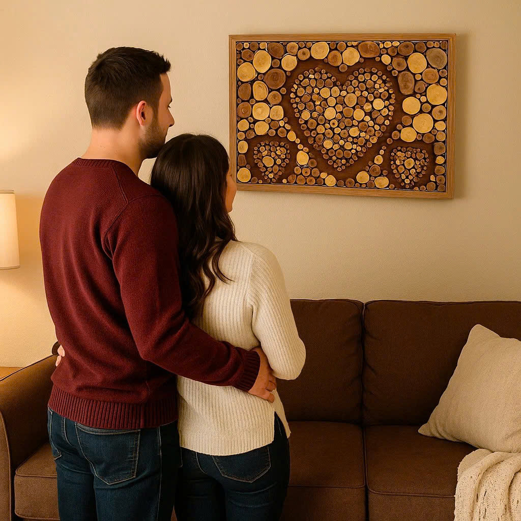 Love Grows Here – Handcrafted from Recycled Wood Heart Wall Art – A Special Gift for Families & Couples